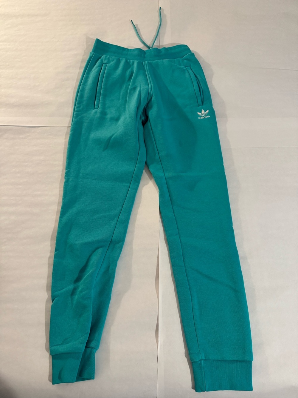 adidas Teal Jogger Pants with White Trefoil Logo